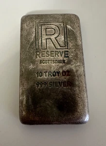 Reserve Scottsdale 10oz Silberbarren Rare Vintage Silver Cast Bar 999 Silber - Bild 1 von 10