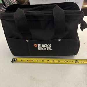 Black Decker Shop Tool Box Storage Bag Zip Top Heavy Duty 12”x8”x7” - Picture 1 of 8
