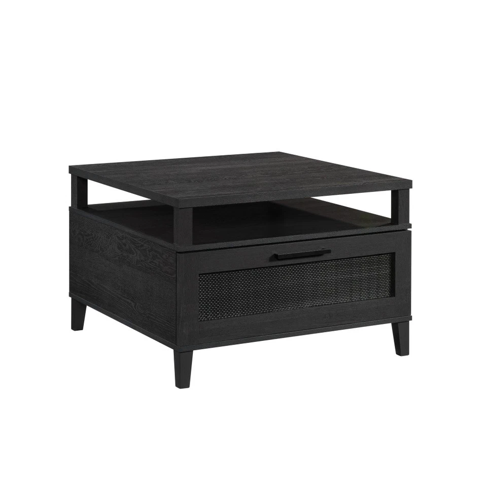 Coastal Style Square Coffee Table with Drawer Engineered Wood Hidden Storage - Image 1 of 4