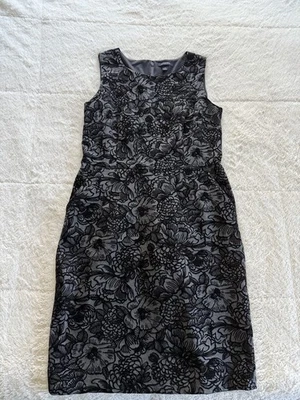 Vestido Lands End Gris Negro Terciopelo Floral Sin Mangas Cambio Bolsillos Para Mujer’s Talla 14 Foto 1 de 4