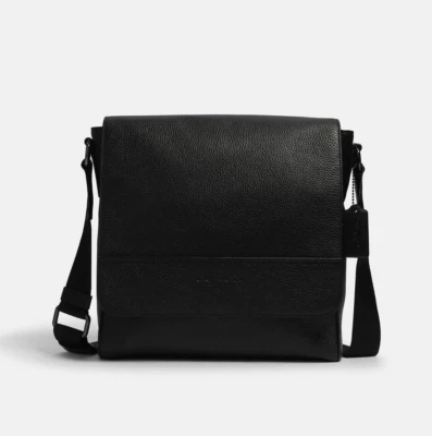 Coach Houston Map Black Refined Pebble Leather Messenger Bag (4007) - NWT - Image 1 of 3