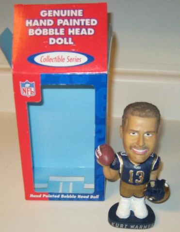NFL -FOOTBALL - KURT WARNER - ST. LOUIS RAMS - HAND PAINTED BOBBLEHEAD DOLL- NEW Cover