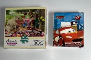 Lot Of 2-300 PC Adorable Animals Picnic Raided & 28 PCDisney Pixar Cars Puzzles - Picture 1 of 5