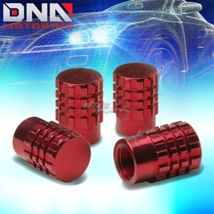 4 X ALUMINUM METAL RED TIRE/RIM VALVE AIR PORT DUST COVER STEMS CAP/CAPS RT046 - Picture 1 of 1