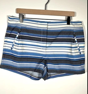 J. Pantalones Cortos Mujer Crew Talla 12 Nuevos con Etiquetas Azul y Blanco Zig Zag Rayas Estilo Chino 09314 - Imagen 1 de 9