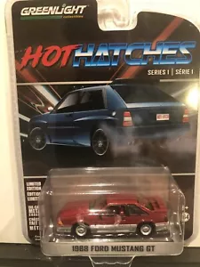 1/64 Greenlight Hot Hatchs 1988 Ford Mustang GT 5.0 DARK RED & SILVER - Bild 1 von 2
