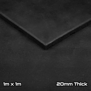1m x 1m Black EPDM Gym Floor Tiles (w/ connectors) | 20mm Thick | B Grade Stock - Picture 1 of 11