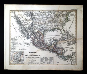 1847 Stieler Map - United States Texas Mexico California Central America Panama - Picture 1 of 8