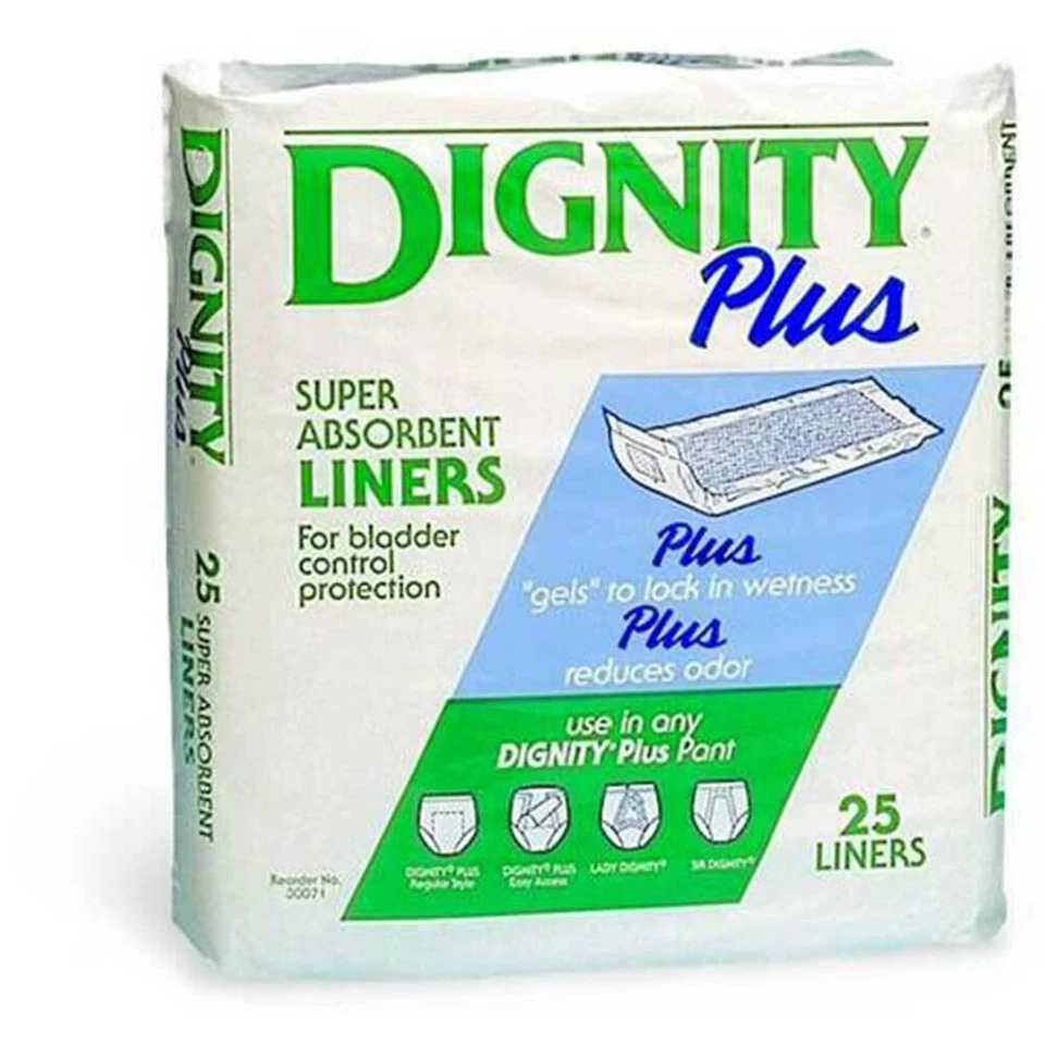 HARTMANN Dignity Incontinence Liner Plus 12in Length Moderate Absorbency Pack of 25