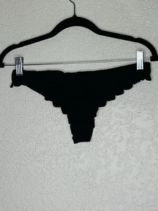 Beach Riot X Stone Cold Fox Black Bikini Bottom Scalloped Edges Cheeky Med. R - Picture 1 of 7