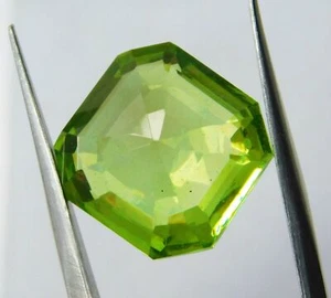 Lab-Authentic NATURAL PERIDOT Treated Square Cut 9.80 Ct Uniqe Gemstone - Picture 1 of 11