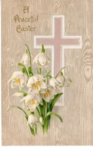 Vintage Postcard Post 1908 Bristo W Va Easter Greeting Peaceful Cross flower art - Picture 1 of 2