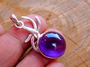 Ciondolo in vero argento sterling 925 puro di ispirazione tribale con ametista - Foto 1 di 6