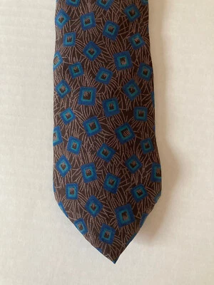 Corbata Envoy Para Hombre Corbata Seda Satén Negro Gris Azul Geométrica Hecha en EE. UU. Foto 1 de 4