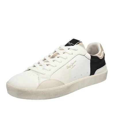 Pepe Jeans Lane Origin - Sneakers Basse In Pelle E Suede Bianco - Uomo Scarpe - Imagen 1 de 3