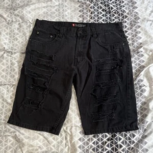 Vintage Southpole Jean Shorts Mens Size 36 Y2K Black Denim Authentic Collection - Picture 1 of 11