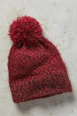 NIB Anthropologie Gorro con pompones de tinselknit "Vino con destellos de purpurina" Foto 1 de 3