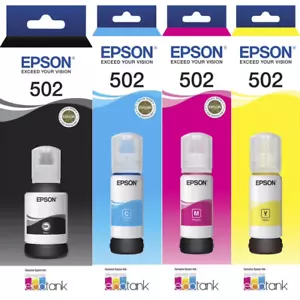 Epson 502 Ink Cartridge Bottle Black/Cyan/Magenta/Yellow Set T502 Genuine - Picture 1 of 6