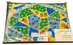 NEW Vintage Kitten Kudlers Diaper Stacker Patchwork Lace Cat Hearts Floral 70s - Picture 1 of 6