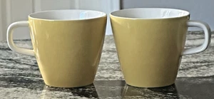 MCM Cera-Stone Yellow & White Ceramic Coffee Cups James Roberts Japan -2 - Picture 1 of 4