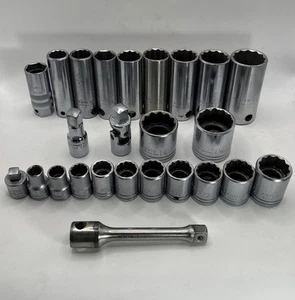Vintage Proto 1/2" drive 12pt SAE 25 pc Socket Set 7/16 -1 5/16 & 13/16 -1 1/14 - Picture 1 of 15