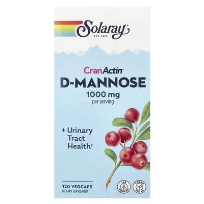 2 X Solaray, CranActin� D-Mannose, 1,000 mg, 120 VegCaps (500 mg per VegCap) - Image 1 of 2