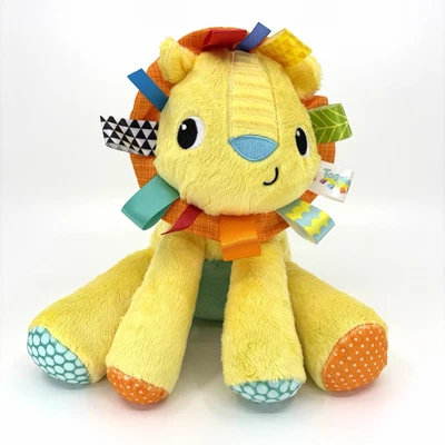 Bright Starts Taggies 狮子毛绒 9 英寸黄色摇铃可爱婴儿玩具填充动物 — 第 1/4 张图片