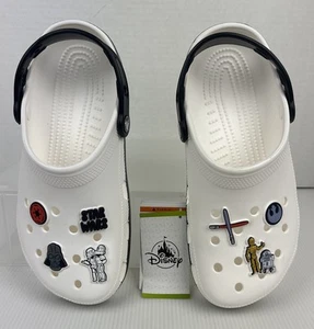 Crocs Star Wars klassische weiße Clogs Damen 9 Herren 7 Disney Parks Schuh Charms Neu mit Etikett - Bild 1 von 11