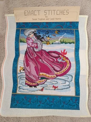 1983 Winter Woman Hand Painted Needlepoint Canvas Design 15097  - Image 1 of 3