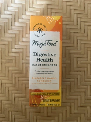 MegaFood Digestive Health Potenciador de Agua PIÑA MANGO Kombucha 10 Pks EXP Foto 1 de 4