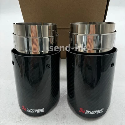 2X Punta de escape de fibra de carbono brillante 3" entrada 3,5" salida 6,5" tubo de extremo azul largo Foto 1 de 4