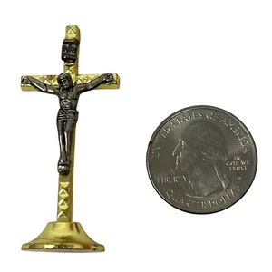 Small Goldtone Standing Crucifix 2" Tall **Quarter Not Included - Picture 1 of 4