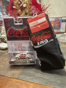 M2 Coca Cola 1967 VW Beetle USA Model and Coca Cola Zero Socks Shoe Sz 6.5-12 - Picture 1 of 12