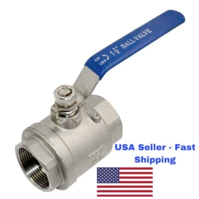 1-1/2” 2-Piece Full Port Ball Valve, Stainless Steel 316, NPT Threaded, 1000 WOG - Image 1 of 3