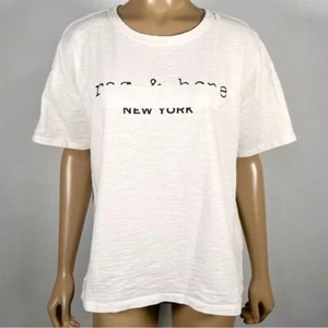 T-shirt donna Rag & Bone New York taglia small nastro grafico cotone slub - Foto 1 di 9