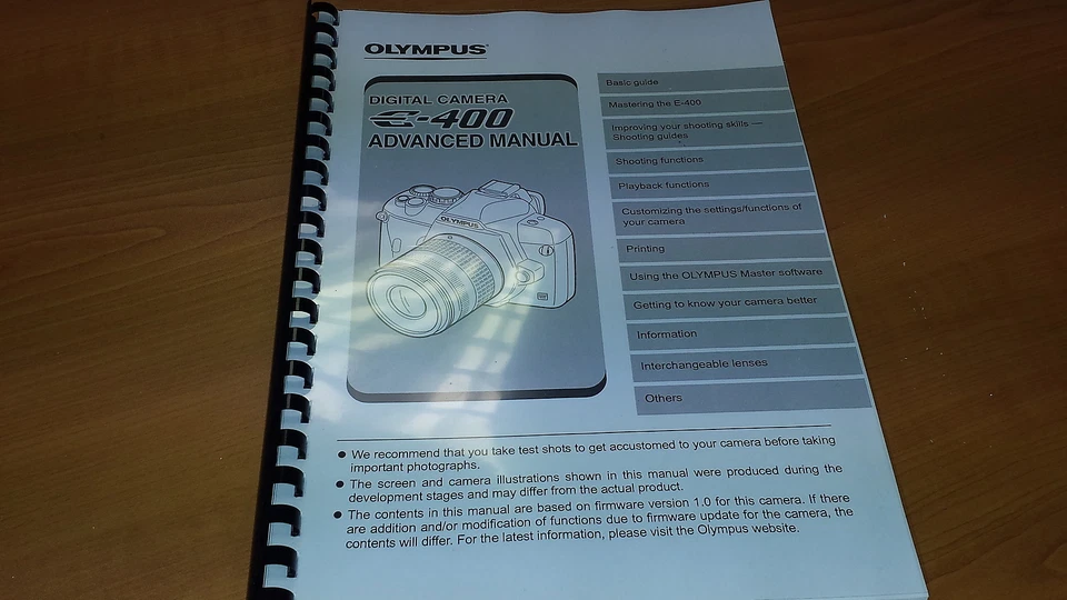 OLYMPUS E-400 FOTOCAMERA DIGITALE STAMPATA MANUALE UTENTE GUIDA 164 PAGINE A5