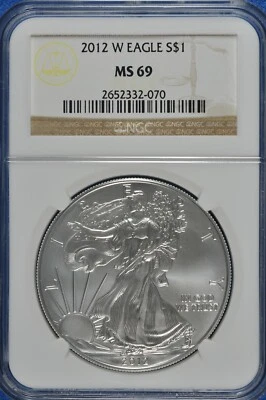 2012 W Burnished $1 Silver Eagle NGC MS 69 (Brown Label) - Image 1 of 2
