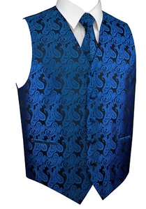 Men's Paisley Formal Tuxedo Vest, Tie, Hankie set Wedding Prom Cruise Homecoming - Picture 1 of 77