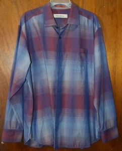 Tommy Bahama Herren blau & weinrot kariert Micro Streifen XL Langarm 20% Seide B-60 - Bild 1 von 9