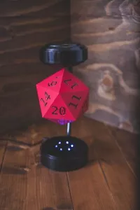Large 3D Printed Floating D20 Dice, Unfinished Exterior, Resin Inked Numbers - Picture 1 of 16