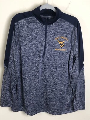 West Virginia Mountaineers Holloway 1/4 Zip Pullover Women’s Sz L Heather Navy - Image 1 of 4