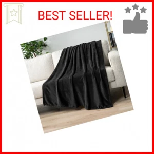 PAVILIA Black Fleece Throw Blanket for Couch, Super Soft Fuzzy Flannel Throw for - Picture 1 of 2