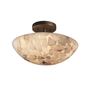 Justice Design Alabaster Rocks! 2-LT 14" Rnd Semi Flush, BZ - ALR-9690-35-DBRZ - Picture 1 of 1
