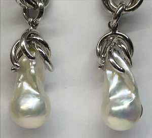Baroque Pearl Earrings And 925 Silver - Picture 1 of 4