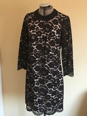 NUEVO CON ETIQUETAS TED BAKER Vestido Ameera Vieira Dobladillo Encaje Negro Talla US 4; TB Talla 1 Foto 1 de 4
