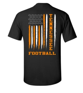 Tennessee Football USA Flag Unisex Short Sleeve T-shirt-Black-Medium - Picture 1 of 7
