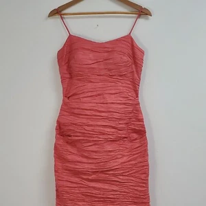 Alex Evenings Dress Women's 8, Mermaid Style Spaghetti Strap Coral Taffeta Gown  - Picture 1 of 16