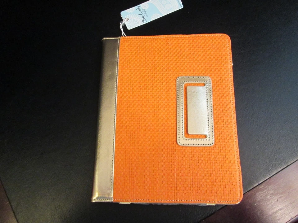 Tangerine Orange Straw iPad Tablet Cover by Mud Pie, 9"-10", NWT - Image 1 of 3
