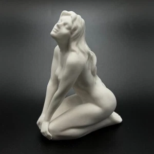 Figura Estatua Dama Niña Desnuda De Colección Porcelana Blanca Decoración Del Hogar 14 cm Italia - Imagen 1 de 7