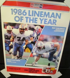 HOUSTON OILERS BRUCE MATTHEWS RAY CHILDRESS NFL LINEMAN OF THE YEAR POSTER 1986 - Bild 1 von 3